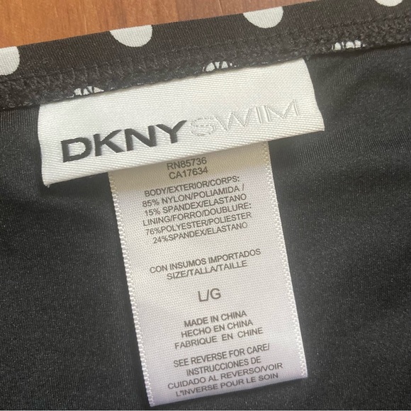 DKNY Swim Tankini 2 Piece Swimsuit Black and White Polka Dot Women’s Large - Picture 4 of 11